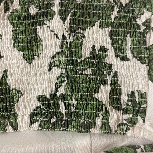 Midnight SKY. Short linen blouse size S. White and green printed. Made in India. - Picture 4 of 7